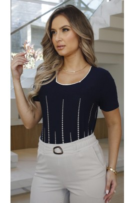 034437 Blusa manga curta Ramany Estampa Barrada
